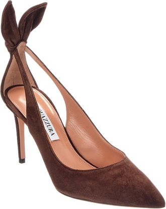 Aquazzura Bow Tie 85 Suede Pump