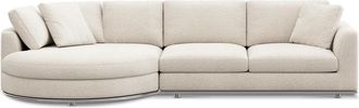 Castlery Hamilton Round Chaise Sectional Sofa Left Facing Customized, Performance Boucle Cream, Spill Resistant, Removable Covers for Sofas, Castlery
