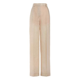 Simona Corsellini Wide Trousers, female, Beige, Size: XS Pantaloni palazzo in organza semitrasparenti