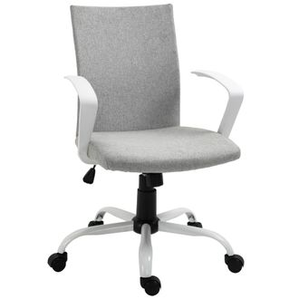 Vinsetto Home Office Linen Chair Swivel Computer Desk Task Chair - Light Grey | TJ Hughes