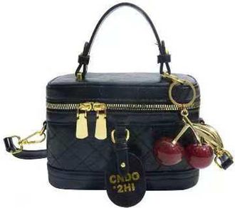 Generic Cymwer Women PU Retro Box Handbags with Pendant Crossbody Bag for Travel Work (Black)