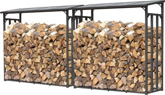 Quick-Star Quick-star - 2 St&uuml;ck Metall Kaminholzregal Anthrazit Xxl 185 X 70 X 185 Cm Garten Kaminholzunterstand 4,6 M&sup3; / 7 Srm Kaminholzlager Stapelhilfe Aussen