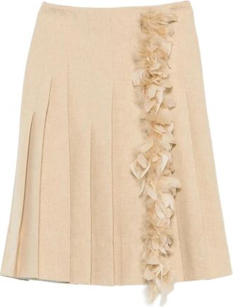 Plan C Midi Rok - Dames - Midirokken - Beige - S - Polyester - Rokken