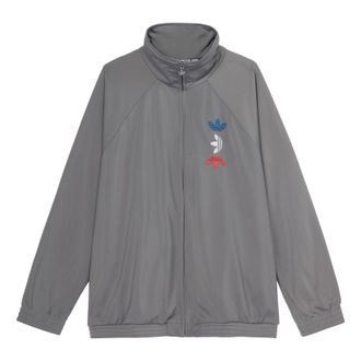 adidas originals Logo Metallic Sports Jacket Gray FS7322