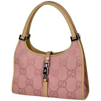 Gucci Pre-owned Shoulder Bags, female, Pink, Size: ONE SIZE Pre-owned Vintage GG Canvas Shoulder Bag
