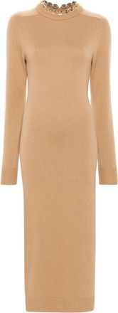 Paco Rabanne chain-embellished dress - women - Merino/Cashmere - M - Neutrals