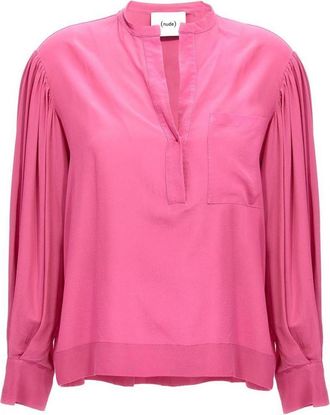 Nude Pink Silk Bloshirt