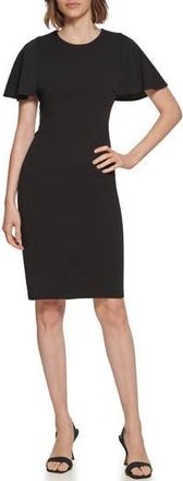Calvin Klein Flutter Sleeve Sheath Dress in Black at Nordstrom Rack, Size 12