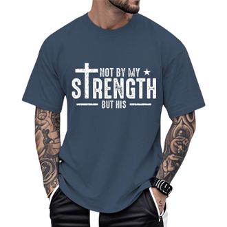 Generic Mens Christian T Shirts Religious Cross Printed T-Shirts Short Sleeve Tops Cotton Tees Oversized Clothes Party Lake Blue M