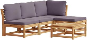 vidaXL Juego De Muebles Jard&iacute;n 5 Pzas Con Cojines Madera Maciza Acacia Vidaxl