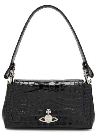 Vivienne Westwood Hazel Medium Crocodile-effect Patent Leather Shoulder bag - Black - One Size
