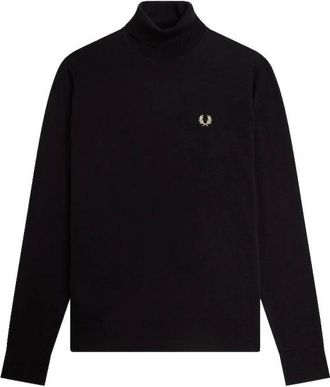 Fred Perry Truien & Vesten, Heren, Zwart, M, Katoen, Turtleneck Sweater