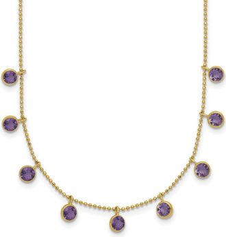 Diamond2Deal 14k Yellow Gold Multi-color Gemstone Pendant Necklace 16