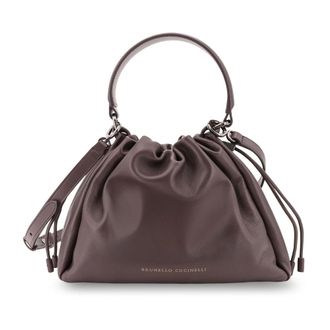 Brunello Cucinelli Borsa a secchiello Mellow piccola in pelle - - Bags - Donna - Marrone - ONE SIZE