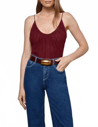 L'agence Gelina Ruched Bodysuit In Black Cherry
