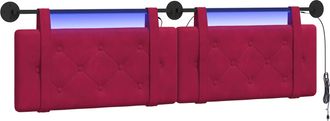 vidaXL Cabecero Colgante Con Luz Led Rojo Vino Terciopelo Vidaxl