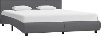 vidaXL Estructura Cama Led Sin Colch&oacute;n Cuero Sint&eacute;tico Gris 180x200 Cm Vidaxl