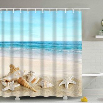 OEM Cortina De Ducha Para El Hogar, Cortina De Ducha Con Motivo Marino, Impermeable Y Resistente Al Moho, Cortinas De Ba&ntilde;o De 180 X 180 Cm