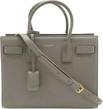 Saint Laurent Pre-owned Handbags, female, Gray, Size: ONE SIZE Pre-owned Paris Baby Sac De Jour Leather 2way Bag