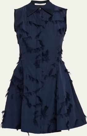 Jason Wu Sleeveless Fringed Cotton Fil Coupe Mini Shirtdress