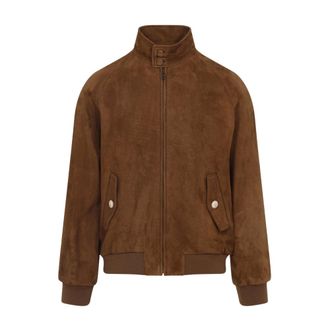 Valentino Bomber Jackets, male, Brown, L, Luxurious Brown Suede Jacket Aw25
