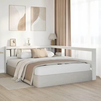 Berkfield Home Decorative Bookcase Headboard L-Shaped White 140 cm Solid Wood Pine