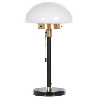Beliani L&aacute;mpara De Mesa De Metal Negro Dorado Blanco 55 Cm Pantalla Cl&aacute;sico Minija