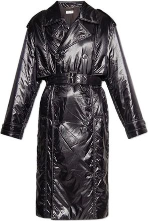 Saint Laurent Dames, Mantels, Zwart, Maat: 2XL Leer