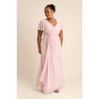 Six Stories Knot Front Chiffon Bridesmaid Dress in Ballet Pink at Nordstrom, Size 10