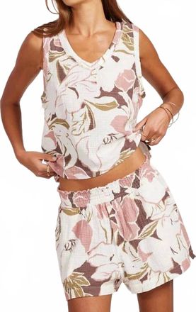 bobi Faux Fly Smocked Shorts In Summer Romance