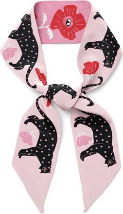 Centinelle Poppy Polka Cat Twilly Ribbon Scarf in Red at Nordstrom
