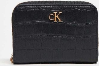 Calvin Klein Borsetta media con zip nera effetto coccodrillo-Nero