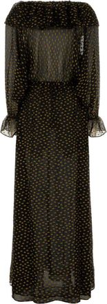 Bode Womens Gown Black Silk Polyester