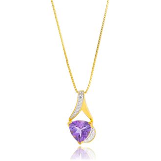 MAX + STONE 14k Yellow Gold Plated 8mm Cushion Cut Birthstone Solitaire Pendant Necklace