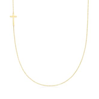 Ross-Simons Italian 18kt Yellow Gold Vertical Cross Necklace