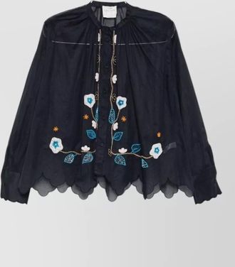 Forte_Forte cotton shirt long sleeves sheer embroidery