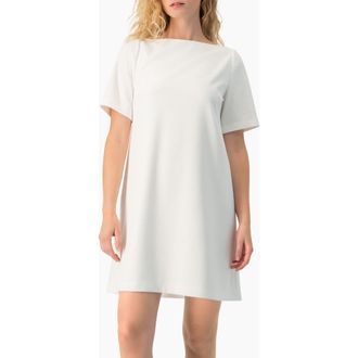 Ivonne Clean Boat-Neck Short-Sleeve Shift Mini Dress in White at Nordstrom, Size Medium