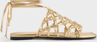 Charles & Keith Woven Tie-Around Net Sandals