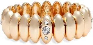 Open Edit Cubic Zirconia Stretch Bracelet in Clear- Gold at Nordstrom Rack