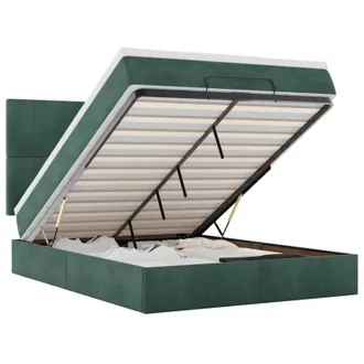 vidaXL Estructura Cama Otomana Colchones Terciopelo Verde Oscuro Vidaxl