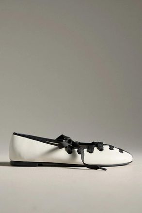 Maeve Contrast Lace-Up Ballet Flats