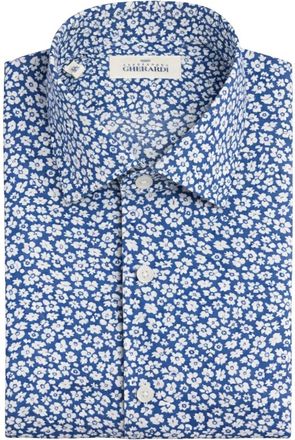 Alessandro Gherardi 7656 620 Fiori - Heren - Casual Overhemden - Blauw - 3XL - Katoen - Overhemden