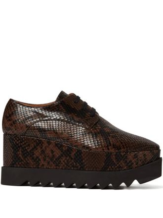 Stella McCartney 80mm Elyse snakeskin-effect platform derby shoes - Brown