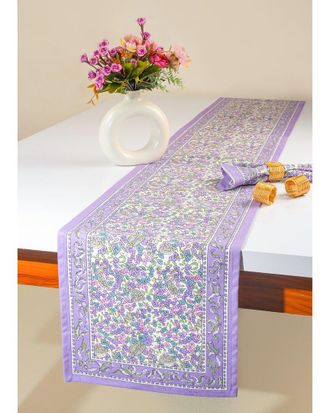 Tiramisu Lavender Blossom Block Print Table Runner