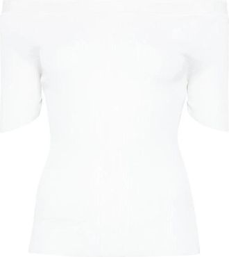 Khaite Wit Boat Neck Top - Dames - Ronde hals truien - Wit - S - Truien & Vesten