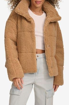 Levi's Quilted Faux Fur Short Teddy Jacket in Chestnut at Nordstrom Rack, Size X-Small