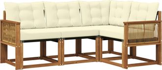 vidaXL Conjunto De Sof&aacute;s De Exterior 4 Uds. Natural Y Crema Vidaxl