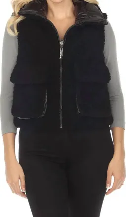 Belle Fare Premium The Lodi Faux Shearling Reversible Vest In Black