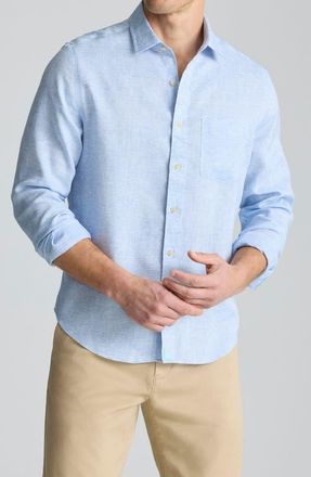 UNTUCKit Stripe Wrinkle Resistant Linen Button-Up Shirt in Blue at Nordstrom, Size X-Large