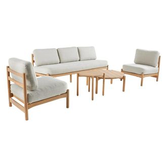 Sweeek Conjunto de jard&iacute;n en madera de acacia de 5 plazas, beige